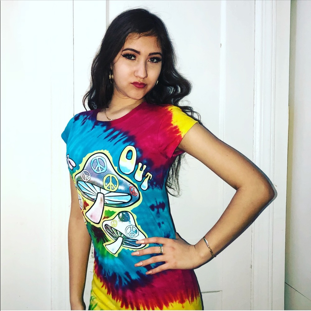 “Far Out” Shrooms Hipster Tie Dye Tee